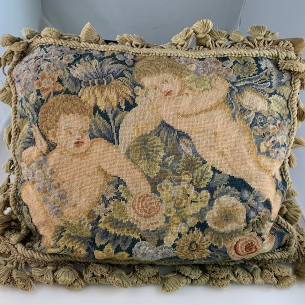 Cherub Needlepoint Pillow